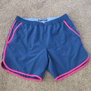 Bonobos Swim Navy Shorts with Neon Pink Accents Size Medium
